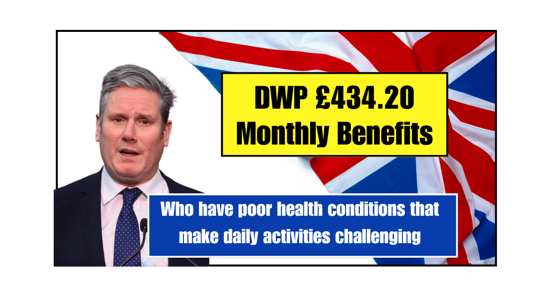 DWP £434.20 Monthly Benefits Who have poor health conditions that make daily activities challenging